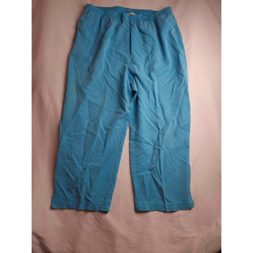 AKS Capri Pants Womens Size XL Blue Casual Minimalist Coastal Grandma Pull On